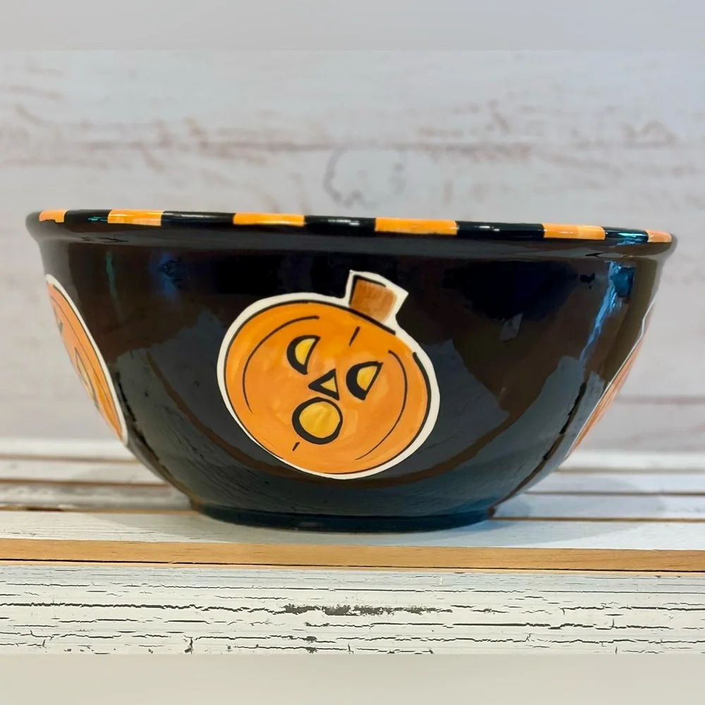 Mary Engelbreit Vintage 10” Jack O’ Lantern Ceramic Halloween Candy Bowl